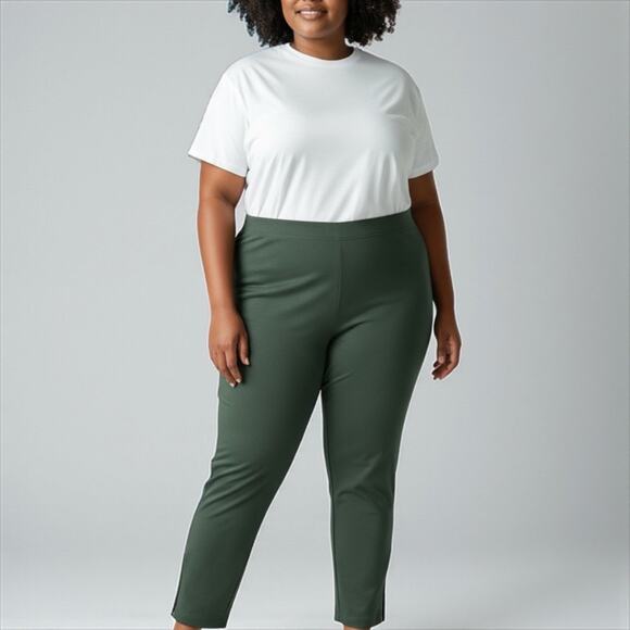 Mossimo Stretch Skinny Ponte Pants Leggings Sage Green Size 2X Side Zip Ankle - Picture 2 of 9